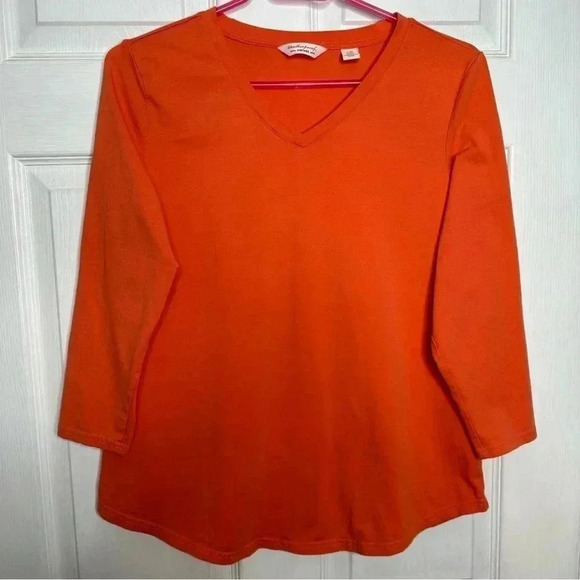 Weatherproof Vintage Shirt V-Neck  Orange Size Large - Picture 1 of 16
